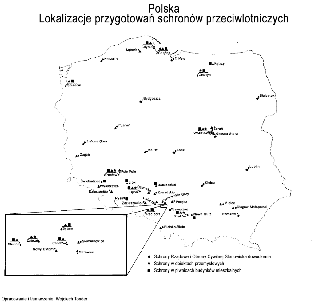 Zgłoszone lokalizacje przygotowań schronów przeciwlotniczych w Polsce